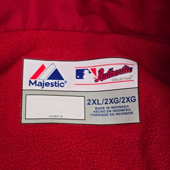 Majestic Washington Nationals Jacket Men's 2XL Red Full Zip Therma Base Coat - Picture 2 of 10